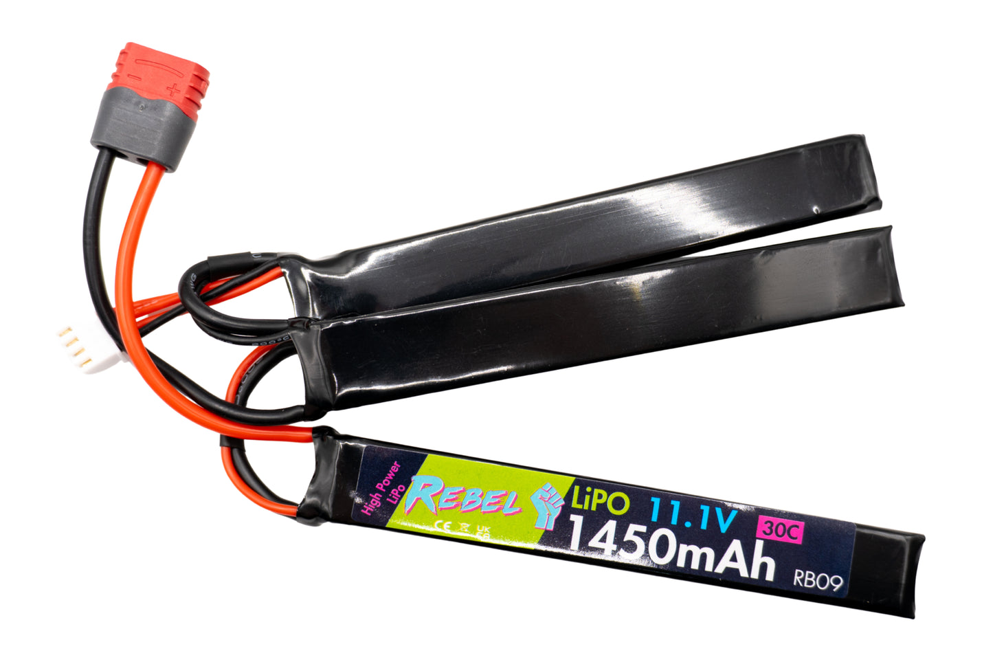 Rebel Battery - 1450mAh Lipo 11.1V 30C Nunchuck - Deans