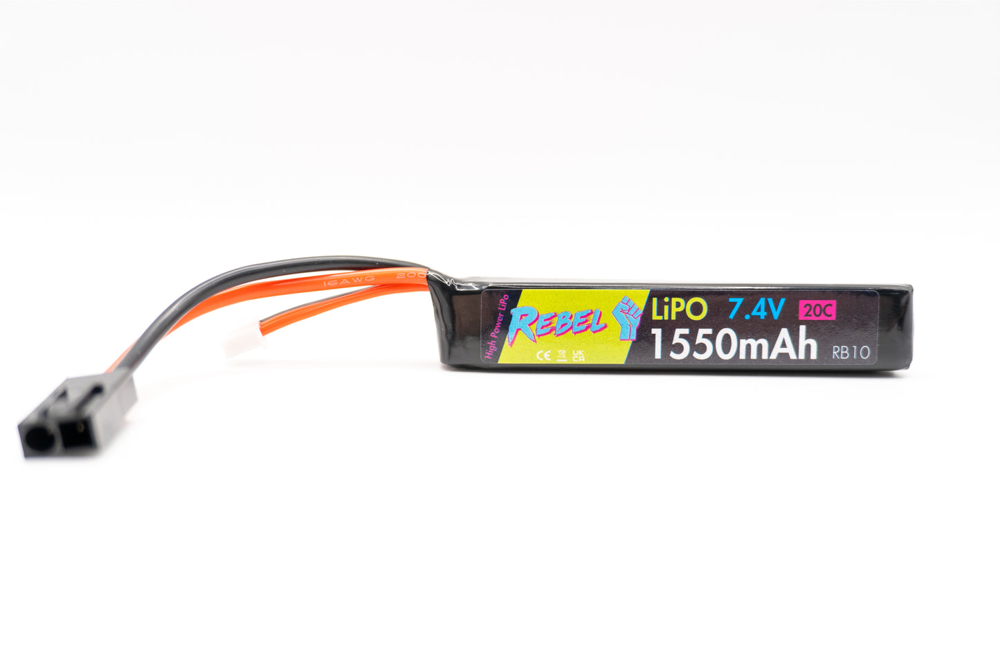 Rebel Battery - 1550mAh Lipo 7.4V 20C Stick - Deans