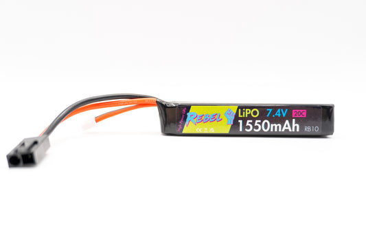 Rebel Battery - 1550mAh Lipo 7.4V 20C Stick - Deans