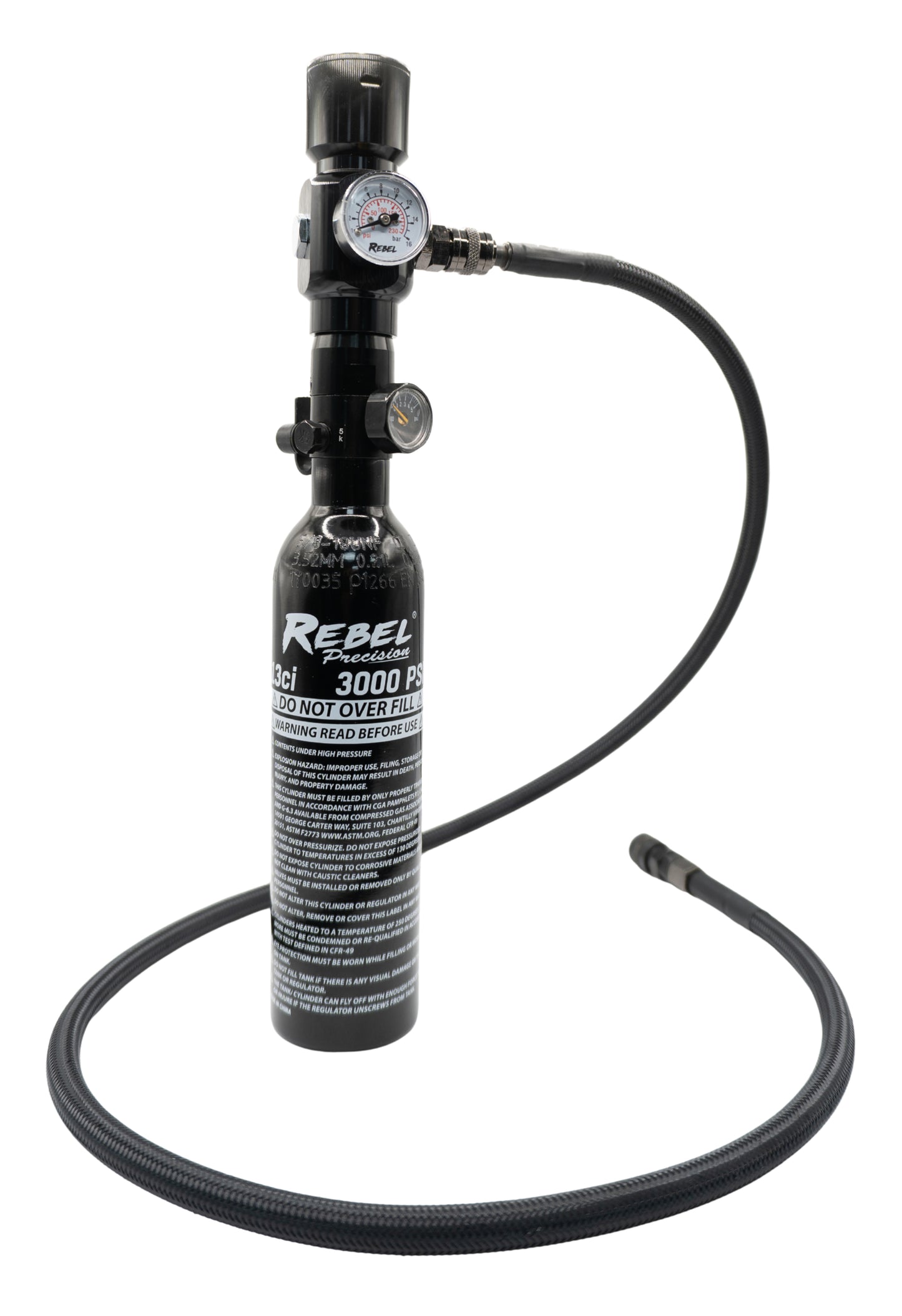 Rebel 13ci 3K Aluminum HPA Tank w/ Regulator - Black (Empty)