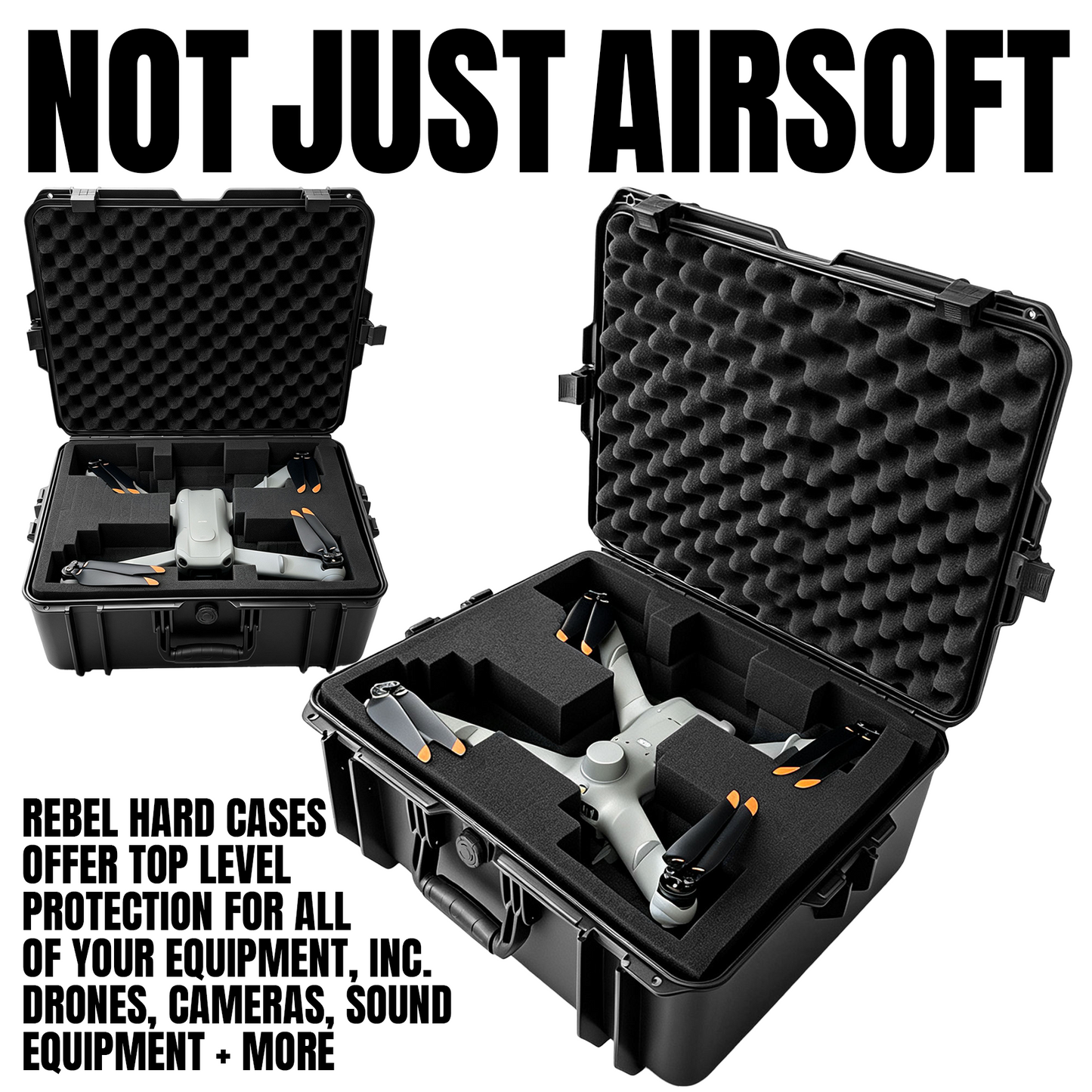 Rebel Medium Polymer Hard Case (Wave/PnP Foam) - IP67 Waterproof, Flight-Ready