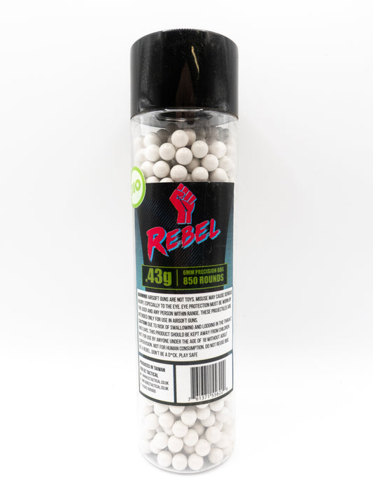 Rebel Precision Heavyweight BIO 6mm BBs 850pcs Bottle - 0.43g