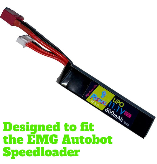 Rebel Battery - 600mAh Lipo 11.1V (PDW)  - Deans (fits the EMG Autobot)